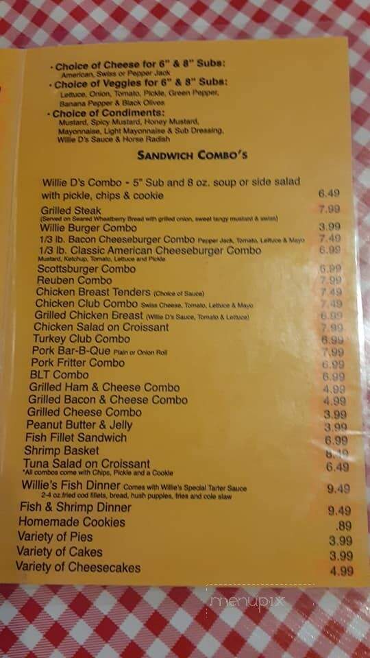 Willie D's Deli - Scottsburg, IN menu_pic