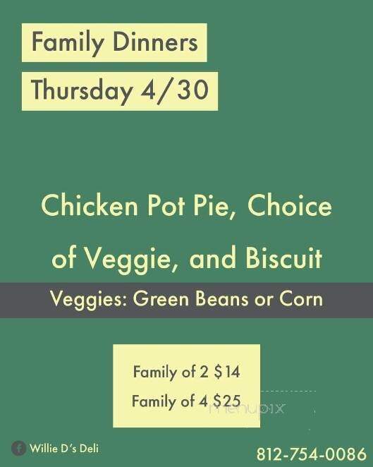 Willie D's Deli - Scottsburg, IN menu_pic