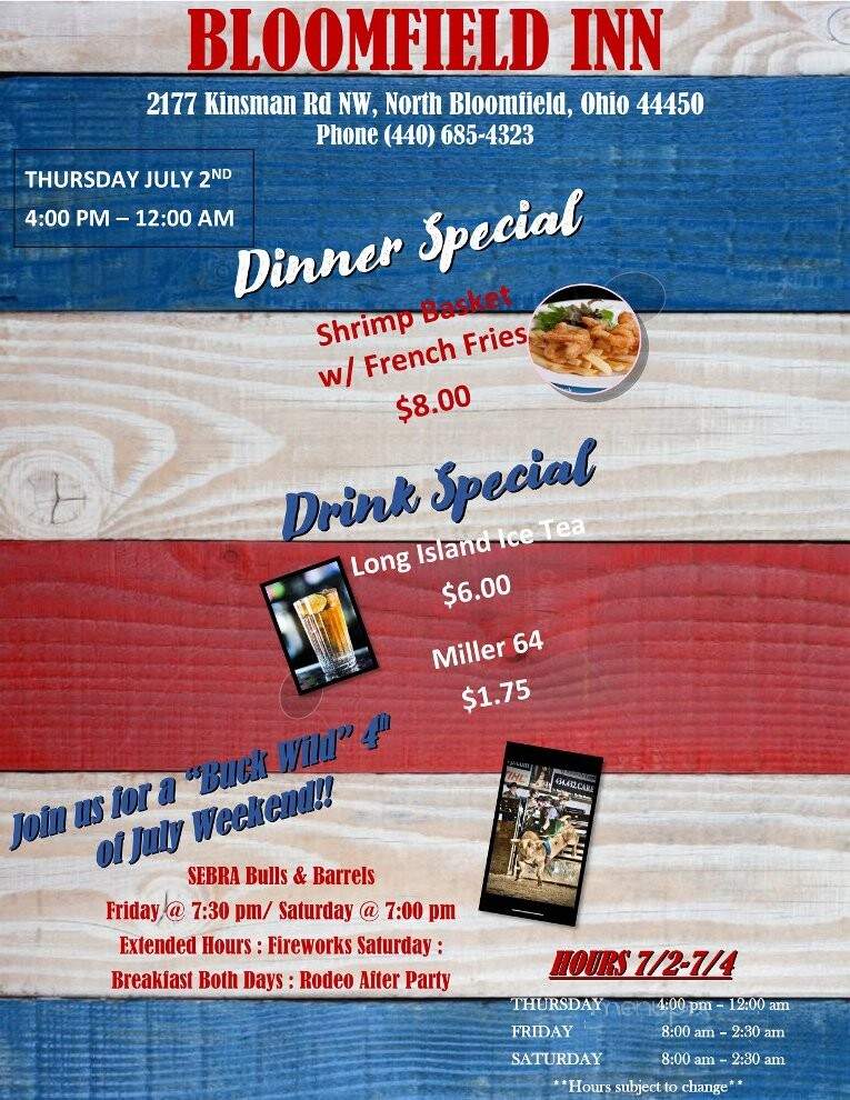Bloomfield Inn - North Bloomfield, OH menu_pic