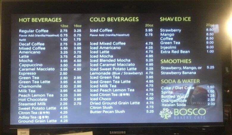 Bosco Bakery Cafe - Los Angeles, CA menu_pic