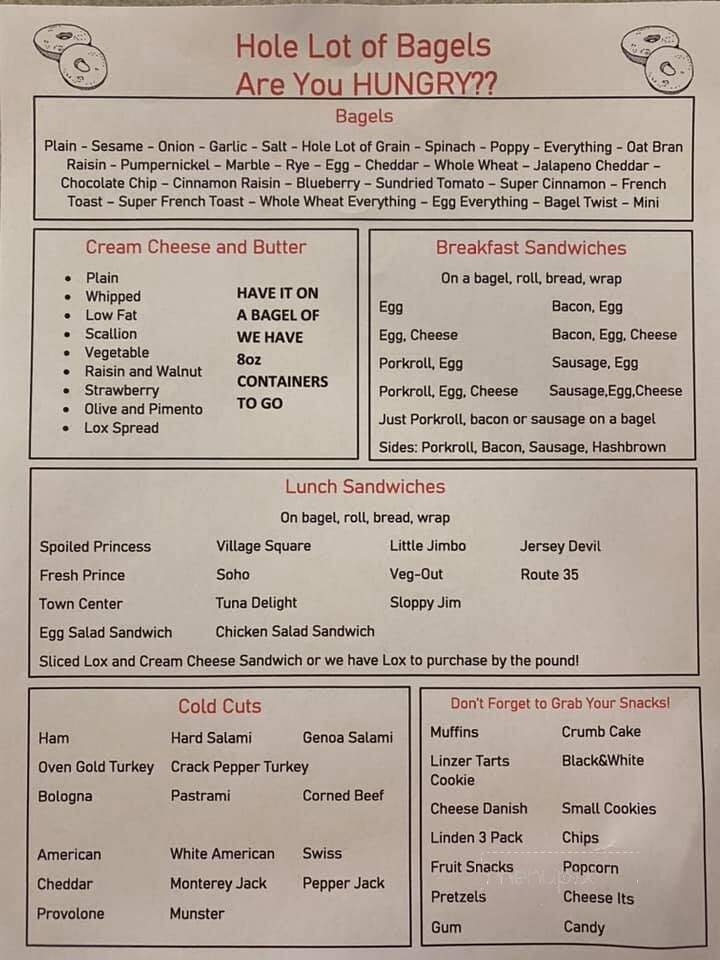Hole Lot of Bagels - Middletown, NJ menu_pic