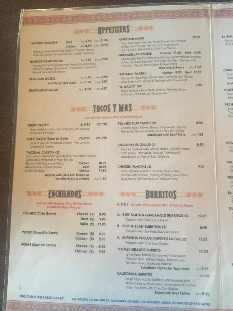 El Gallo Mexican - Houston, TX menu_pic