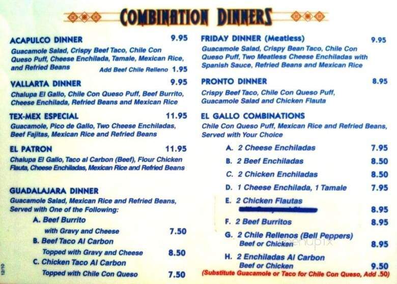 El Gallo Mexican - Houston, TX menu_pic