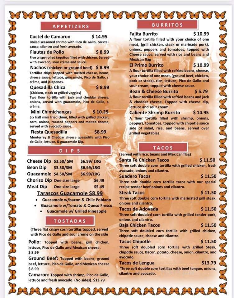 Tarasco's Mexican Food - Dardanelle, AR menu_pic