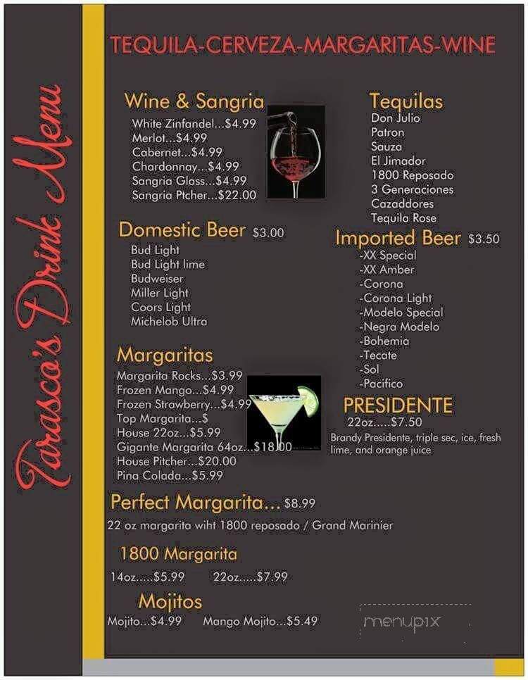 Tarasco's Mexican Food - Dardanelle, AR menu_pic