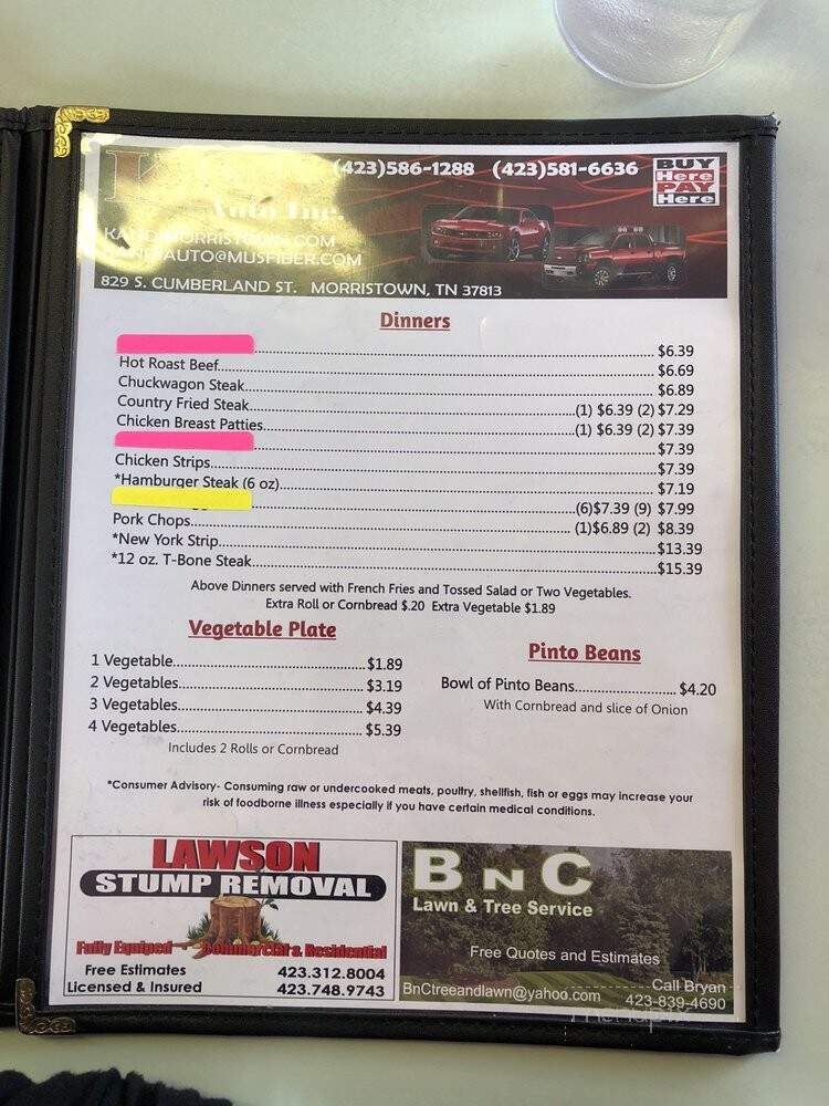 Cherry Cafe - Morristown, TN menu_pic
