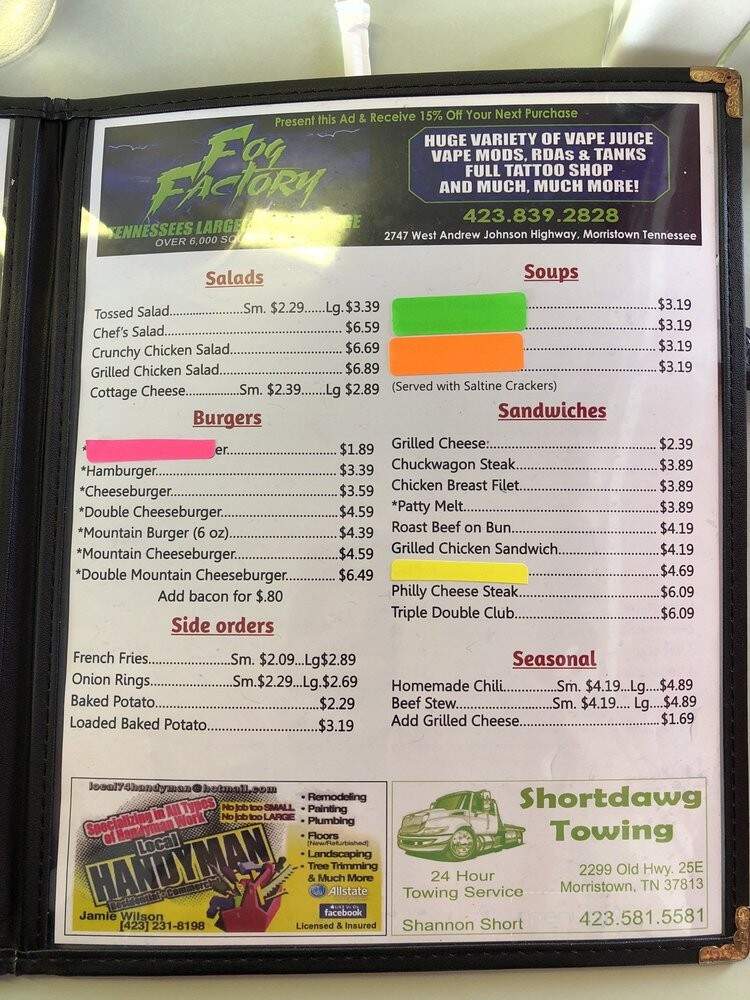 Cherry Cafe - Morristown, TN menu_pic