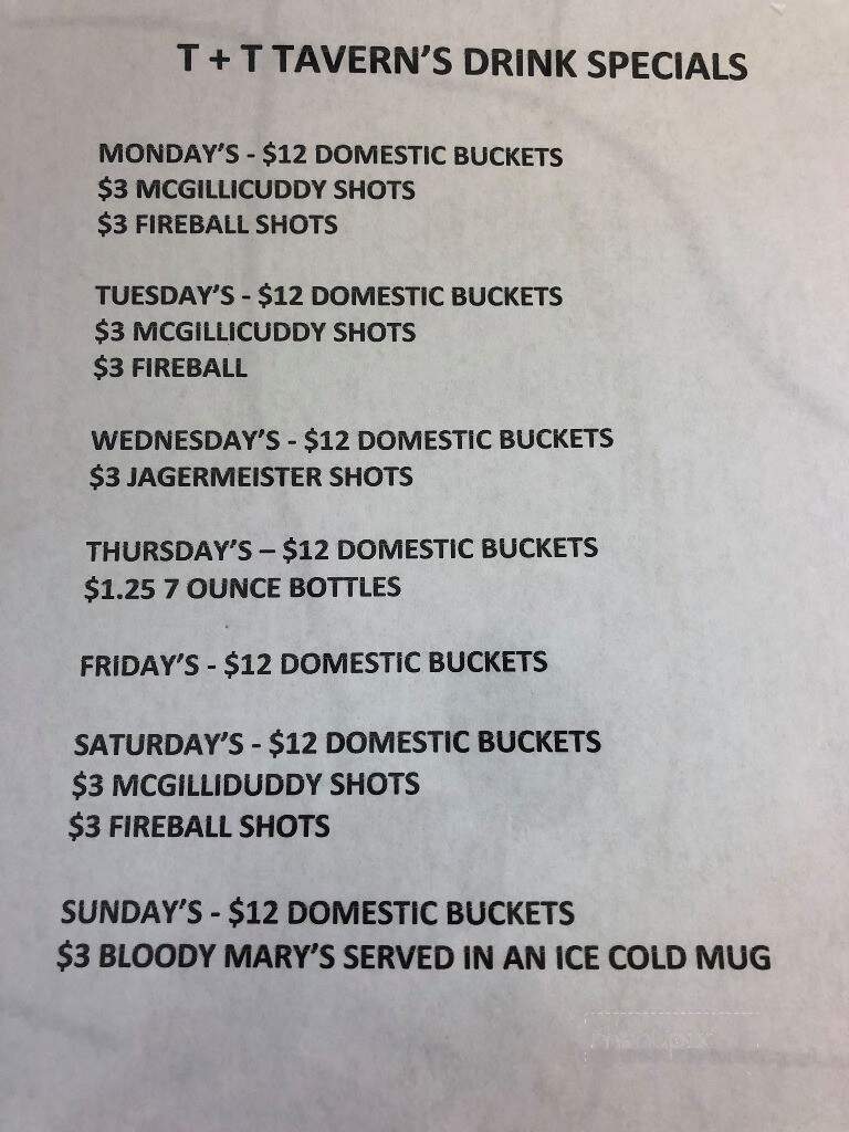 T T Tavern - Rantoul, IL menu_pic