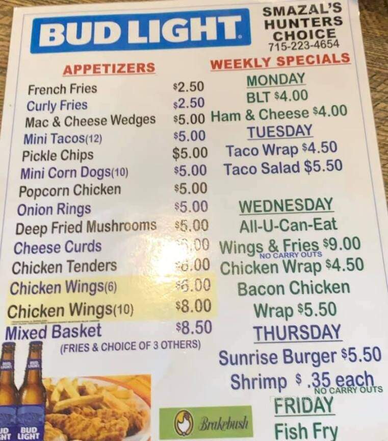 Hunters Choice - Colby, WI menu_pic