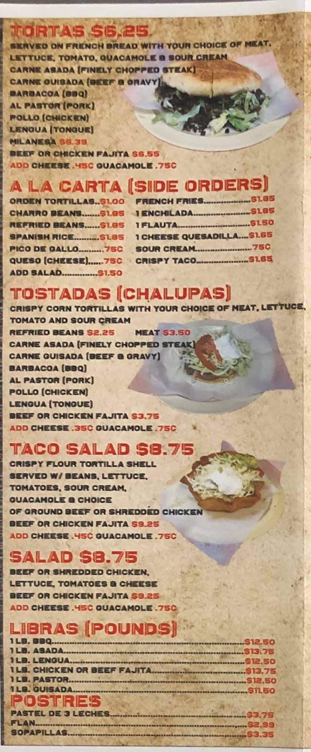 Taqueria Guadalajara - Levelland, TX menu_pic