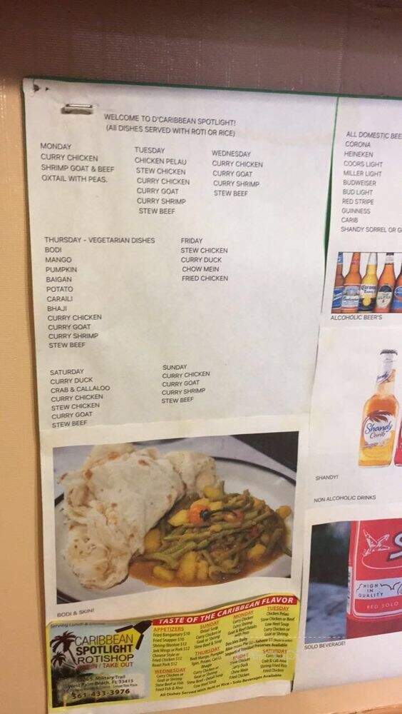 Angie's West Indian Roti Shop - West Palm Beach, FL menu_pic