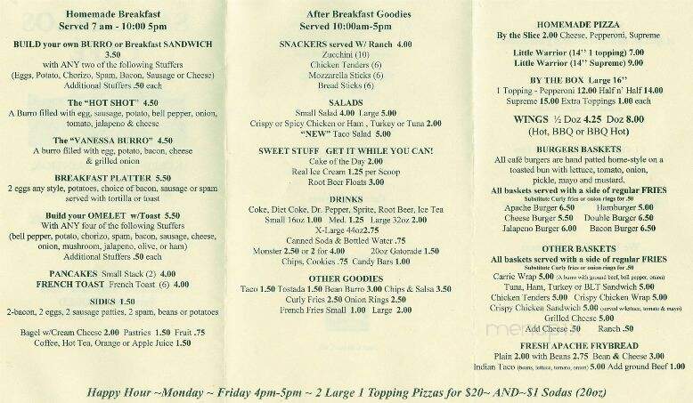 San Carlos Cafe - San Carlos, AZ menu_pic