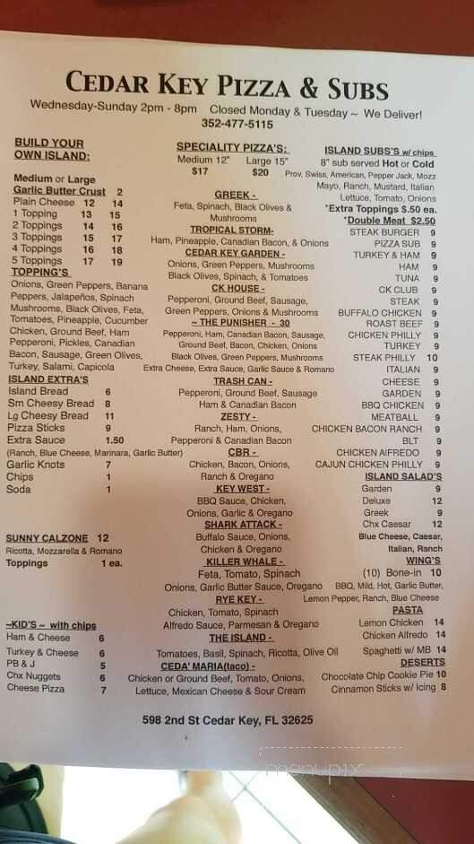 Cedar Key Pizza - Cedar Key, FL menu_pic