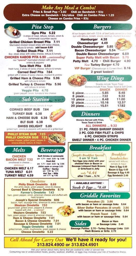 Joseph's Coney Island - Detroit, MI menu_pic