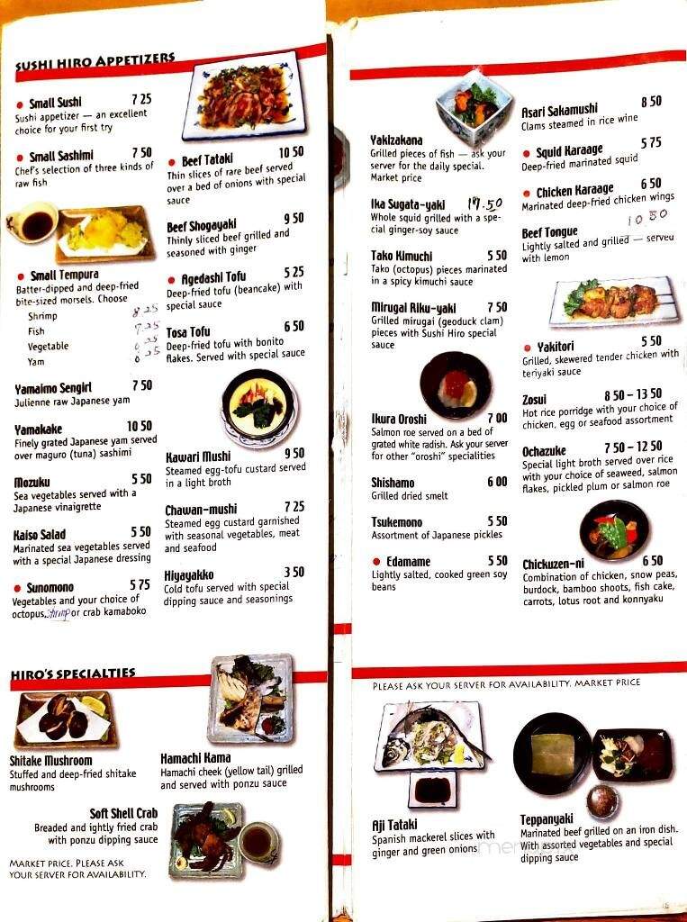 Sushi Hiro Japanese Restaurant - Calgary, AB menu_pic