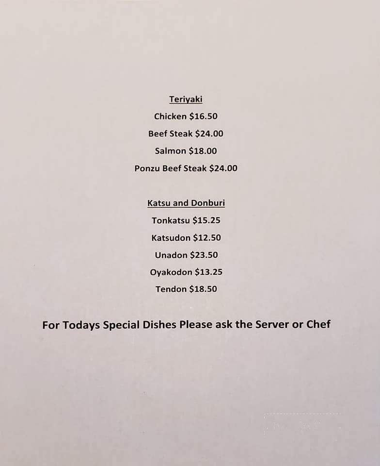 Sushi Hiro Japanese Restaurant - Calgary, AB menu_pic
