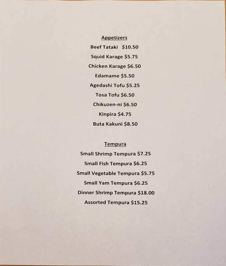Sushi Hiro Japanese Restaurant - Calgary, AB menu_pic
