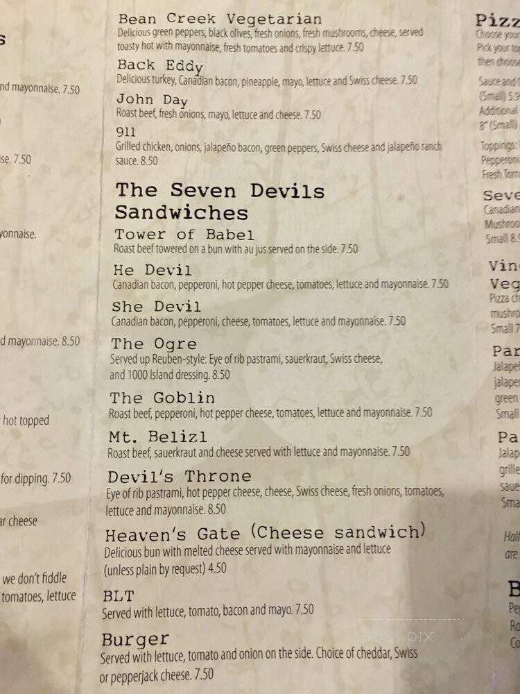 Salmon River Inn - Riggins, ID menu_pic