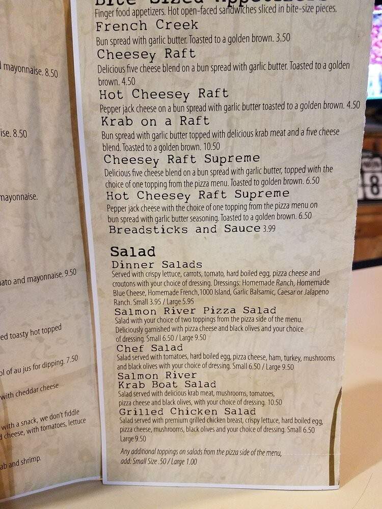 Salmon River Inn - Riggins, ID menu_pic