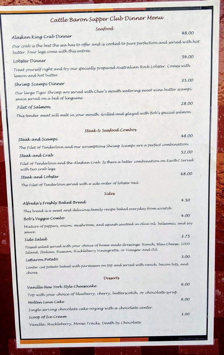 Cattle Baron - Babb, MT menu_pic