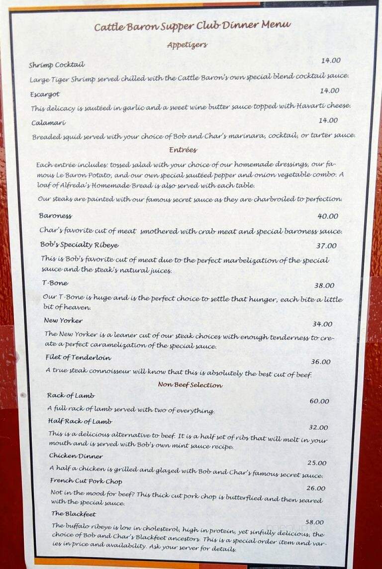 Cattle Baron - Babb, MT menu_pic
