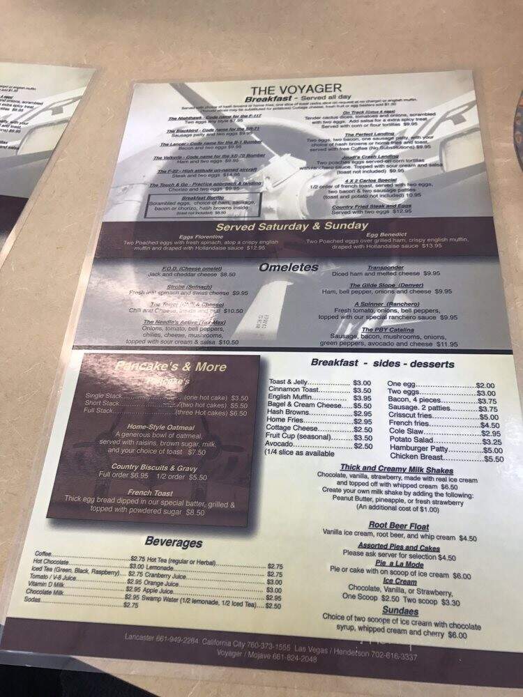 Voyager Restaurant - Mojave, CA menu_pic