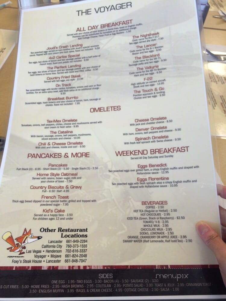 Voyager Restaurant - Mojave, CA menu_pic