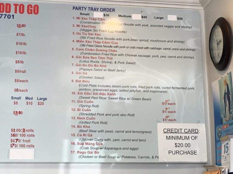 Phuc Loc Food To Go - Westminster, CA menu_pic