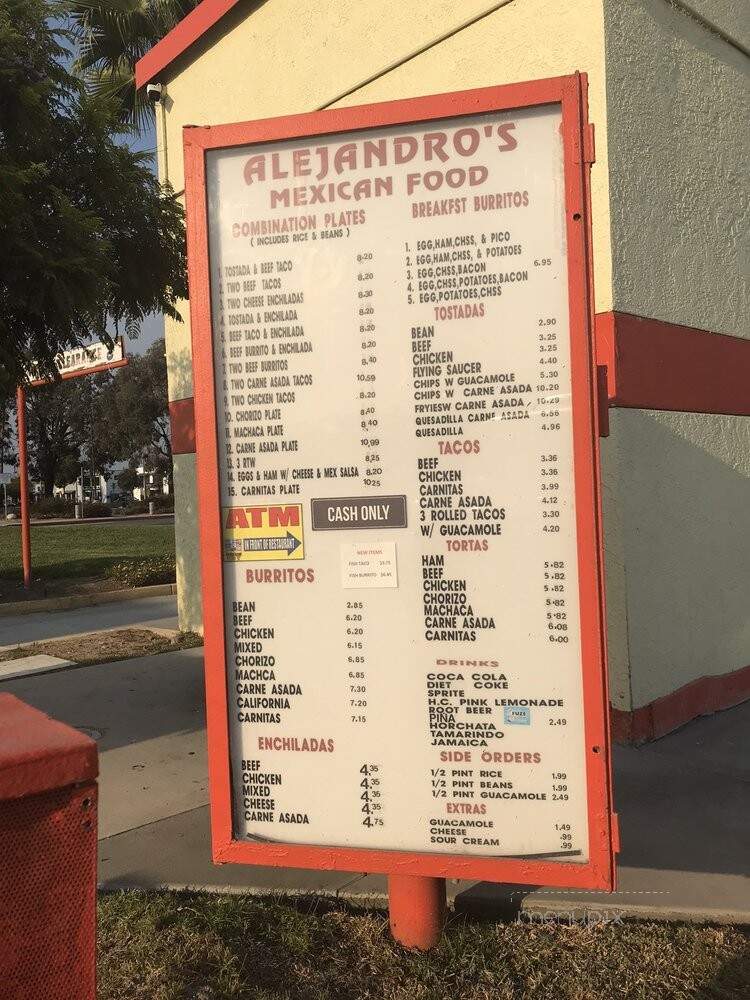 Alejandro's Mexican Food - Costa Mesa, CA menu_pic