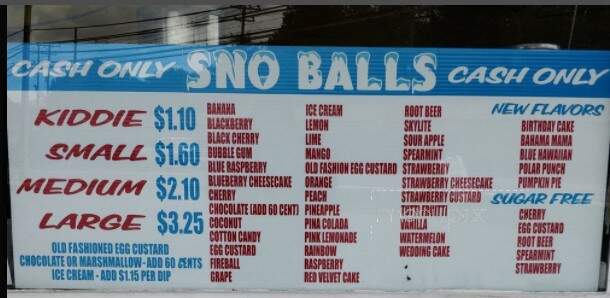 B & B Snowballs - Glen Burnie, MD menu_pic