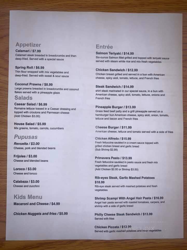 Evelyn's Restaurant - Marina, CA menu_pic