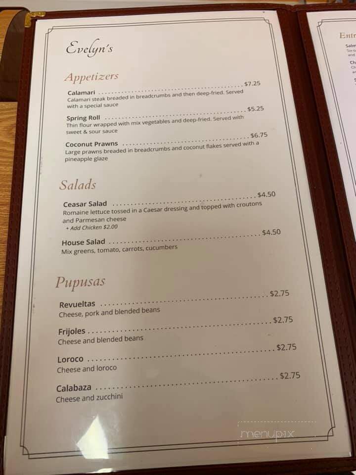 Evelyn's Restaurant - Marina, CA menu_pic