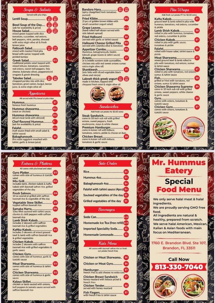 Mr Hummus - Brandon, FL menu_pic