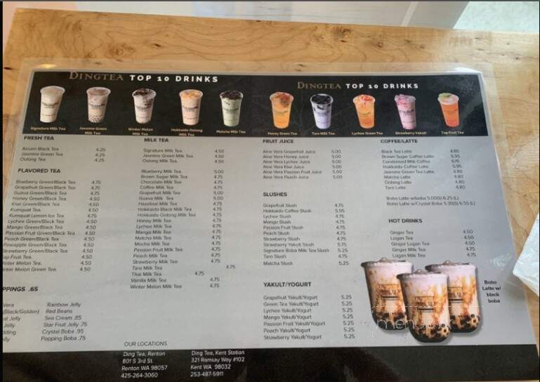 Ding Tea - Covington, WA menu_pic
