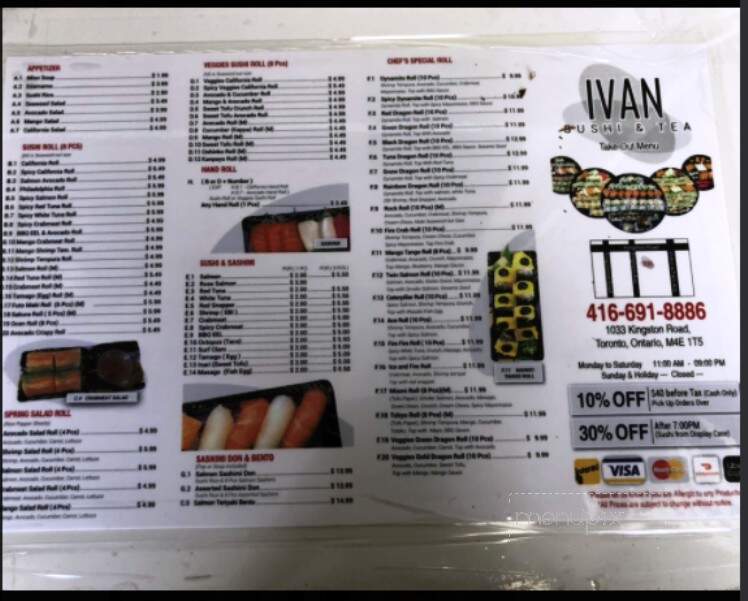 Ivan Sushi & Tea - Toronto, ON menu_pic