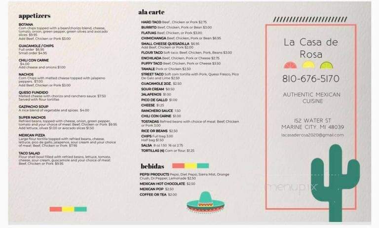 La Casa De Rosa - Marine City, MI menu_pic