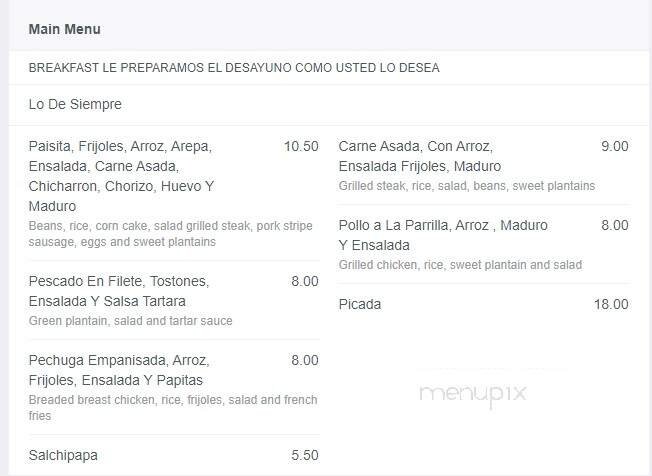 Sabor Latino - Kenner, LA menu_pic