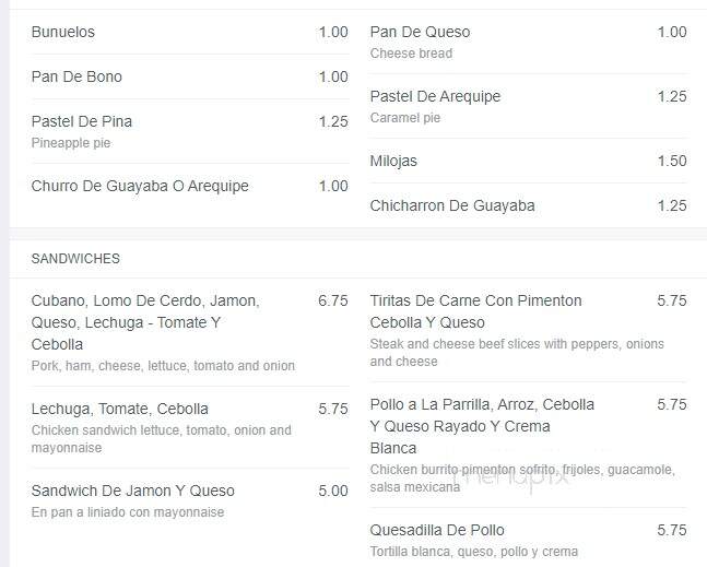 Sabor Latino - Kenner, LA menu_pic
