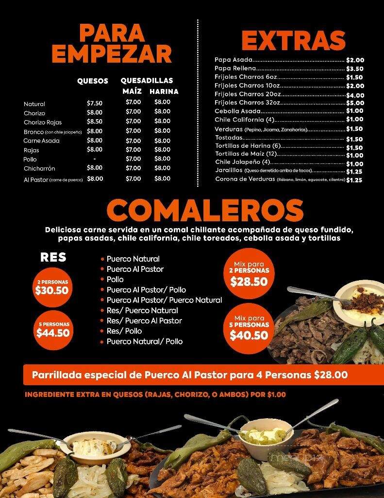 Tacos El Toro Bronco - El Paso, TX menu_pic