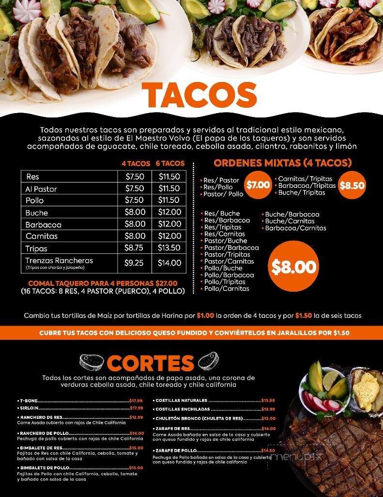 Tacos El Toro Bronco - El Paso, TX menu_pic