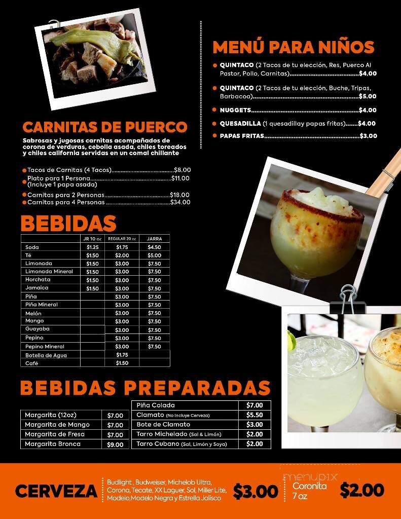 Tacos El Toro Bronco - El Paso, TX menu_pic
