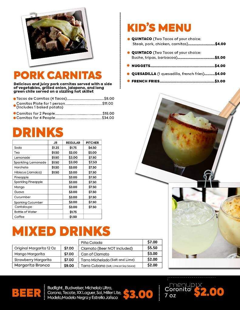 Tacos El Toro Bronco - El Paso, TX menu_pic