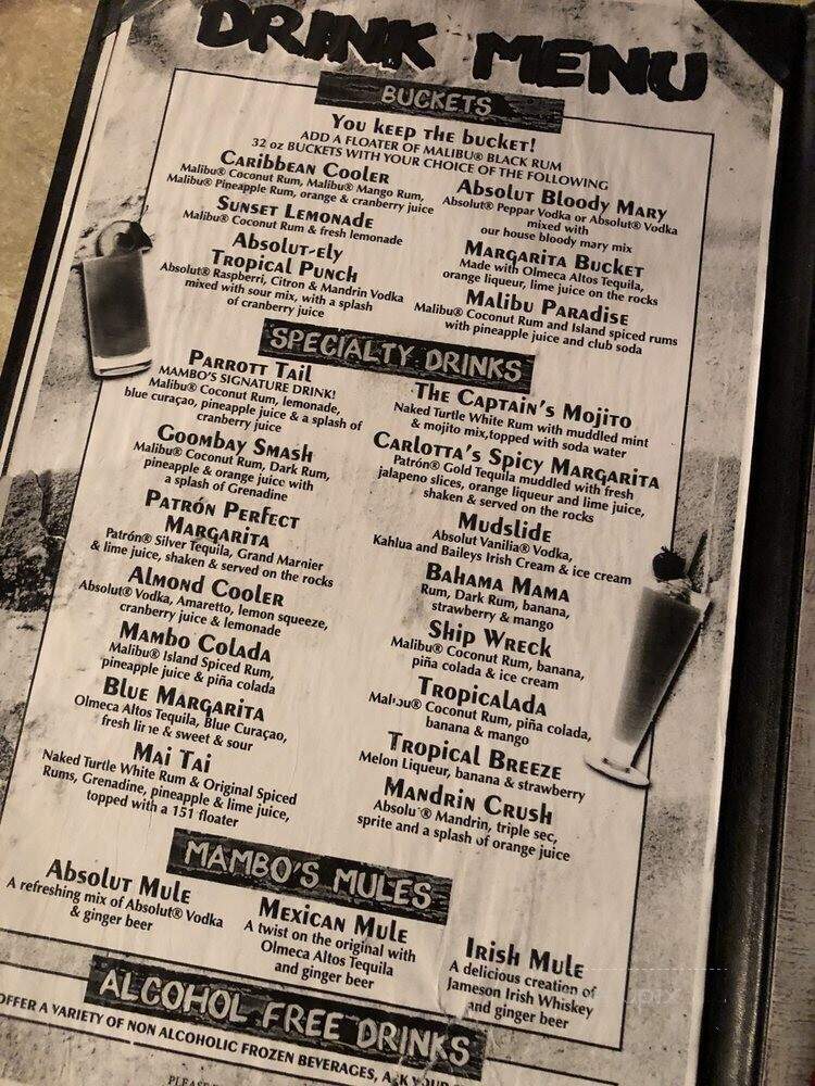 Mambos - Cocoa Beach, FL menu_pic