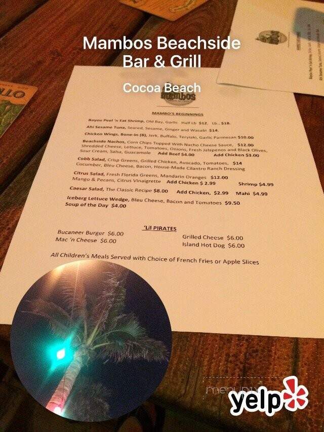 Mambos - Cocoa Beach, FL menu_pic