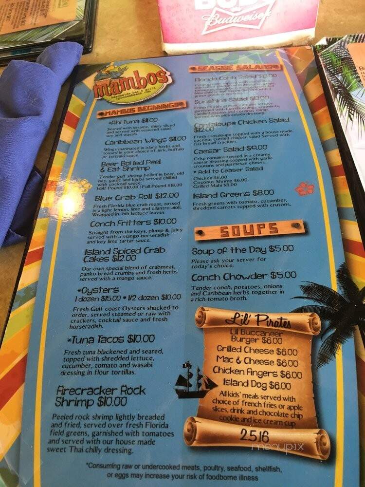 Mambos - Cocoa Beach, FL menu_pic