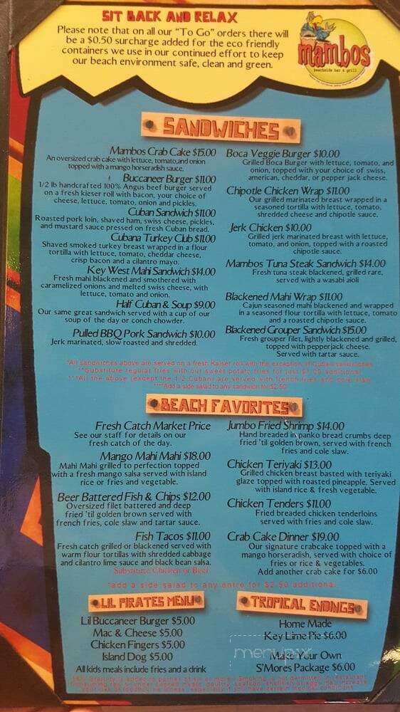 Mambos - Cocoa Beach, FL menu_pic