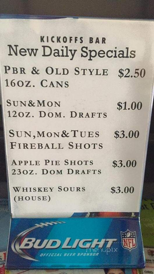 Kick Offs - Markham, IL menu_pic