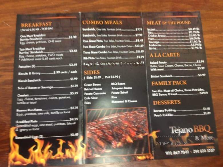 Tejano BBQ & More - Dallas, TX menu_pic