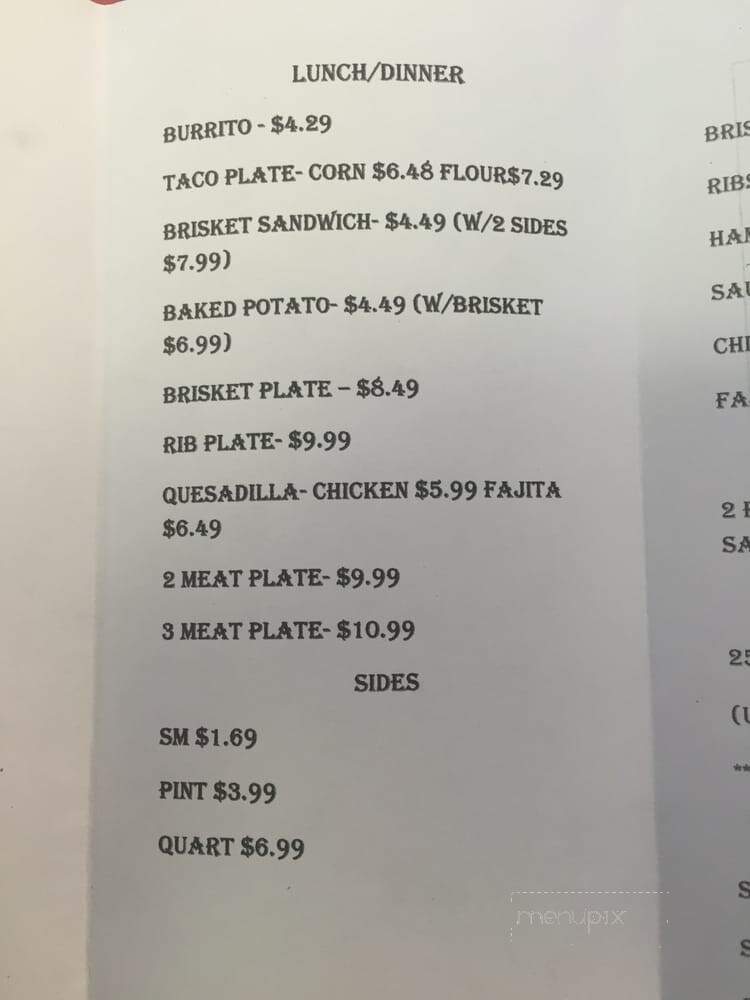 Tejano BBQ & More - Dallas, TX menu_pic