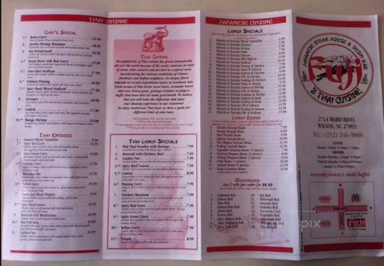 Fuji Steakhouse Japanese - Wilson, NC menu_pic